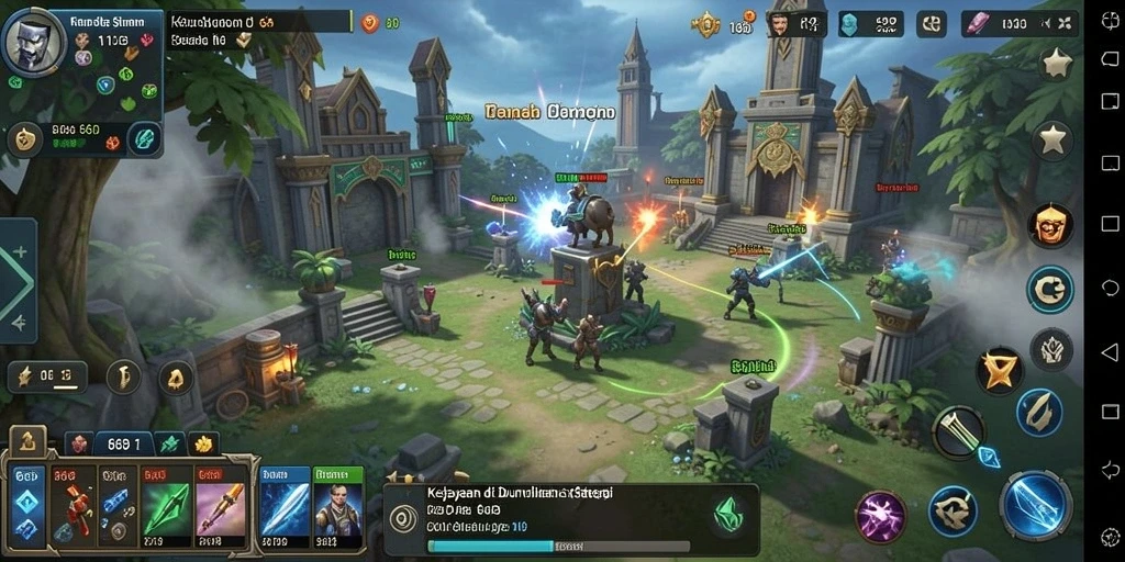 Screenshot gameplay 66D menampilkan pertempuran strategis antar pemain.