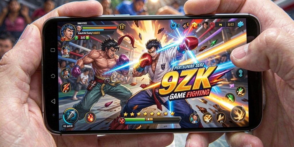 Gameplay dinamis dari <strong>9ZK</strong> menunjukkan pertarungan seru antar karakter.