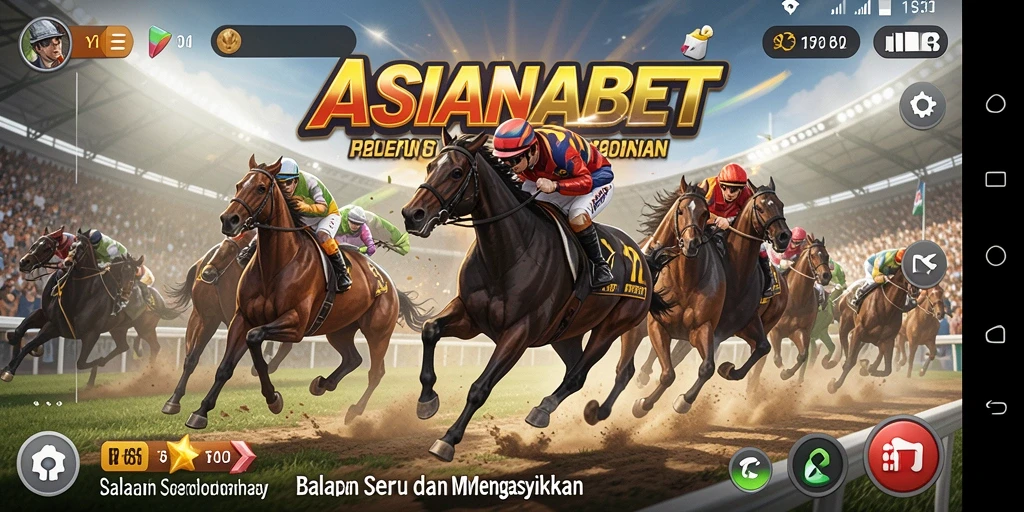 Tampilan utama gameplay ASIANABET dengan mobil balap yang cepat.