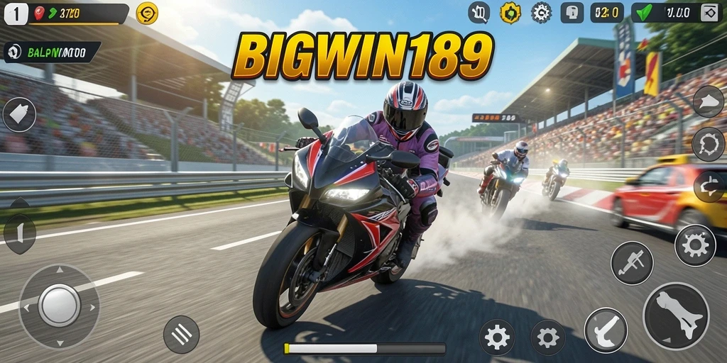 Tampilan seru dari gameplay balap motor di BIGWIN189.