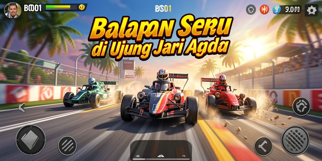 Gameplay seru dari BOS01 dengan aksi balapan yang mendebarkan.