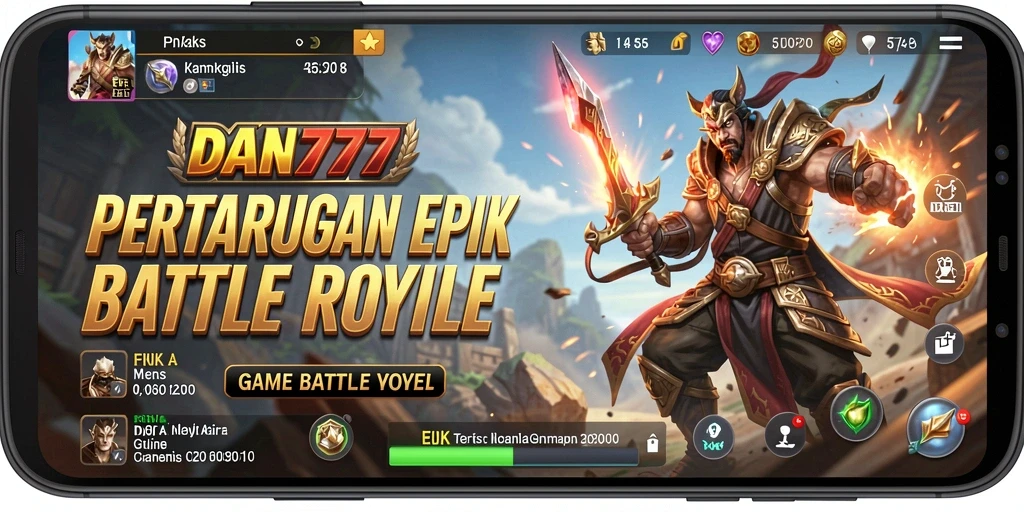 Screenshot utama DAN777 menampilkan aksi seru dalam Battle Royale.