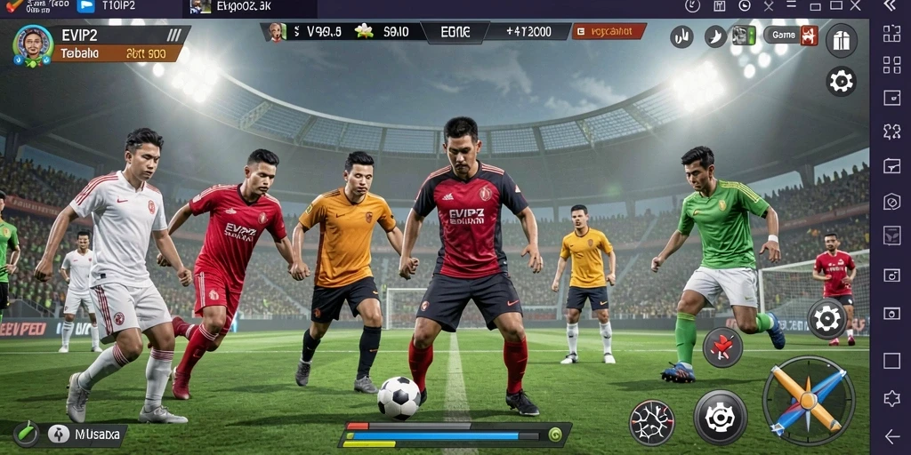 Screenshot EVIP2 menampilkan aksi seru dalam pertandingan olahraga.