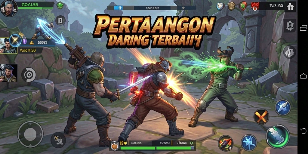 Gameplay seru di GOAL55 dengan karakter bertarung.