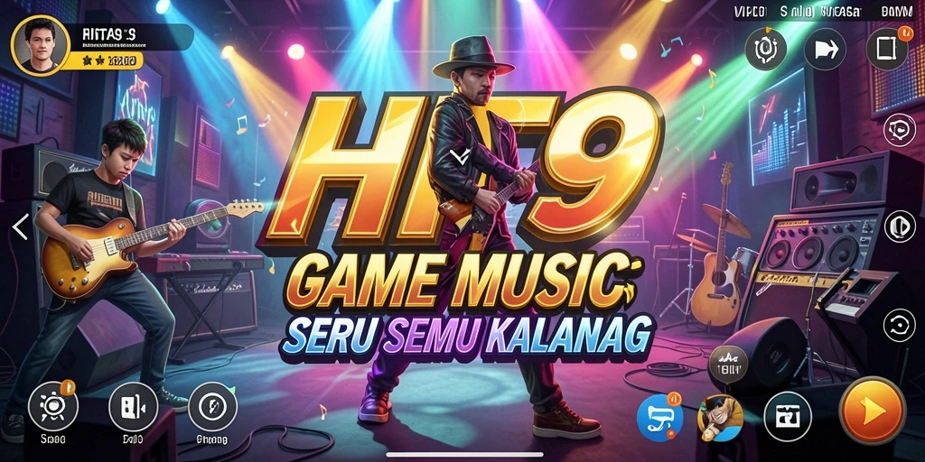 Tangkapan layar gameplay HIT9 yang menunjukkan berbagai tantangan musik.