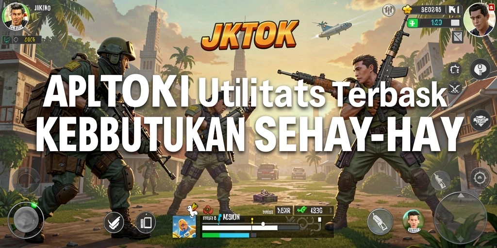 Tampilan utama JKTOK dengan fitur-fitur utilitas yang menarik.