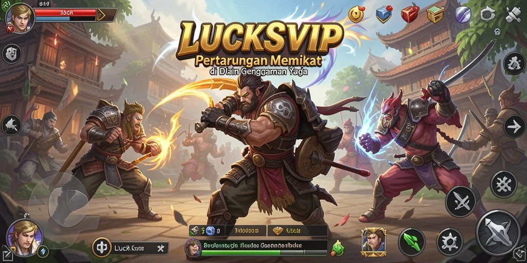 Screenshot gameplay menunjukkan aksi pertarungan yang intens dan karakter unik.