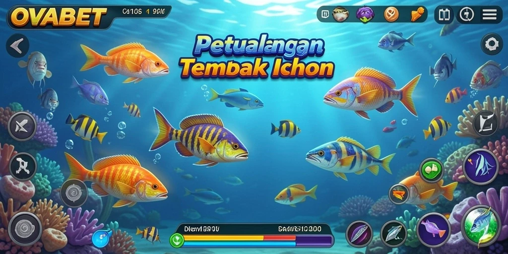 Screenshot gameplay OVABET menampilkan aksi seru saat menangkap ikan.