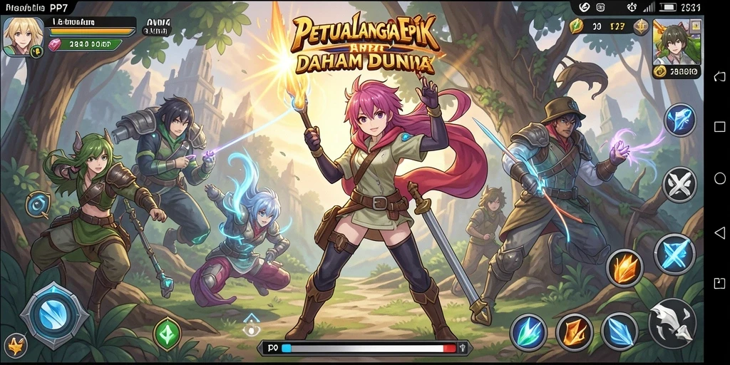Screenshot gameplay PP7 menampilkan aksi seru di dunia anime.