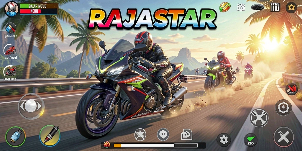 Tampilan gameplay balap motor yang mendebarkan dan menantang.