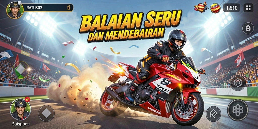 Tampilan gameplay mendebarkan dari RACER303 dengan balapan yang intens.
