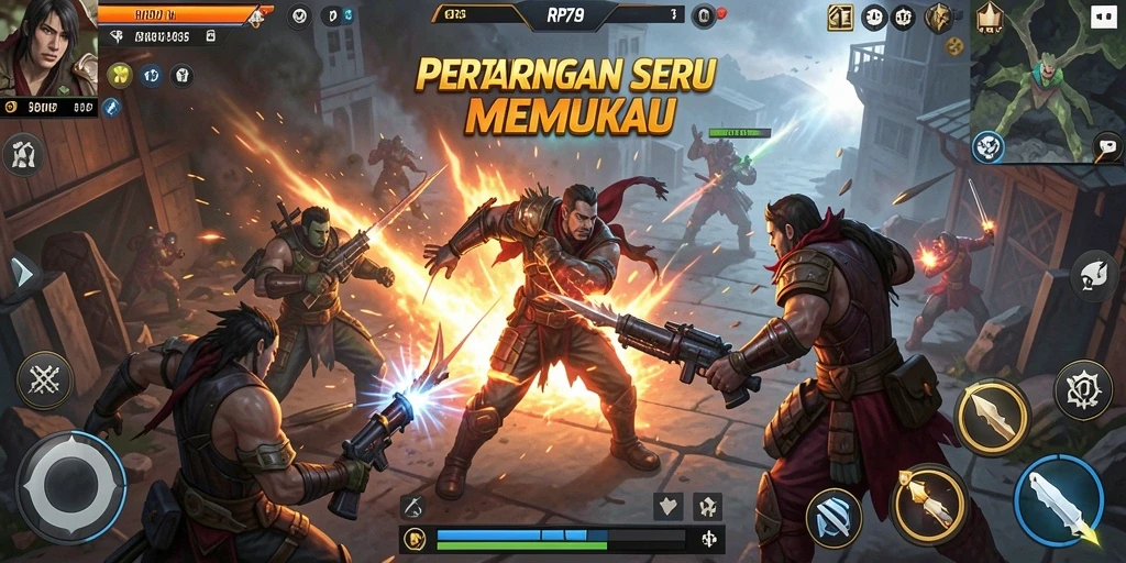 Screenshot utama RP79 menampilkan aksi pertarungan yang mendebarkan.