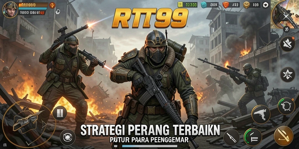 Screenshot gameplay menunjukkan aksi strategis di medan perang.
