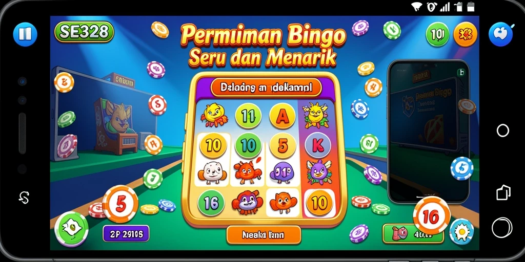 Tampilan seru gameplay Bingo di SE328 dengan kartu warna-warni.