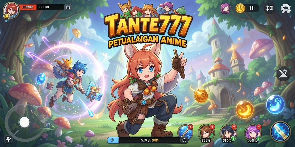 Tampilan gameplay TANTE777 dengan karakter anime yang menawan.