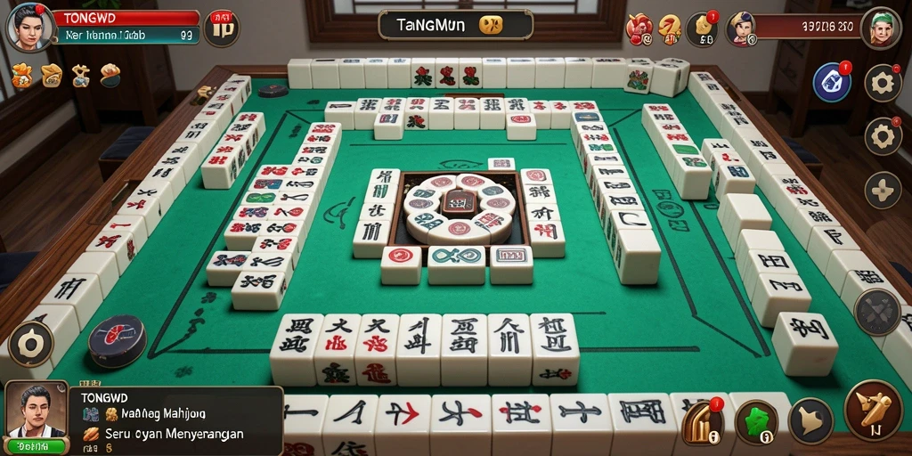 Tampilan gameplay TONGWD dengan ubin Mahjong yang menarik.