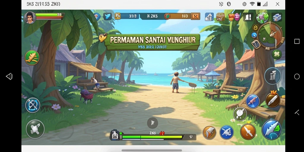 Tampilan gameplay ZK6 yang cerah dan menghibur.